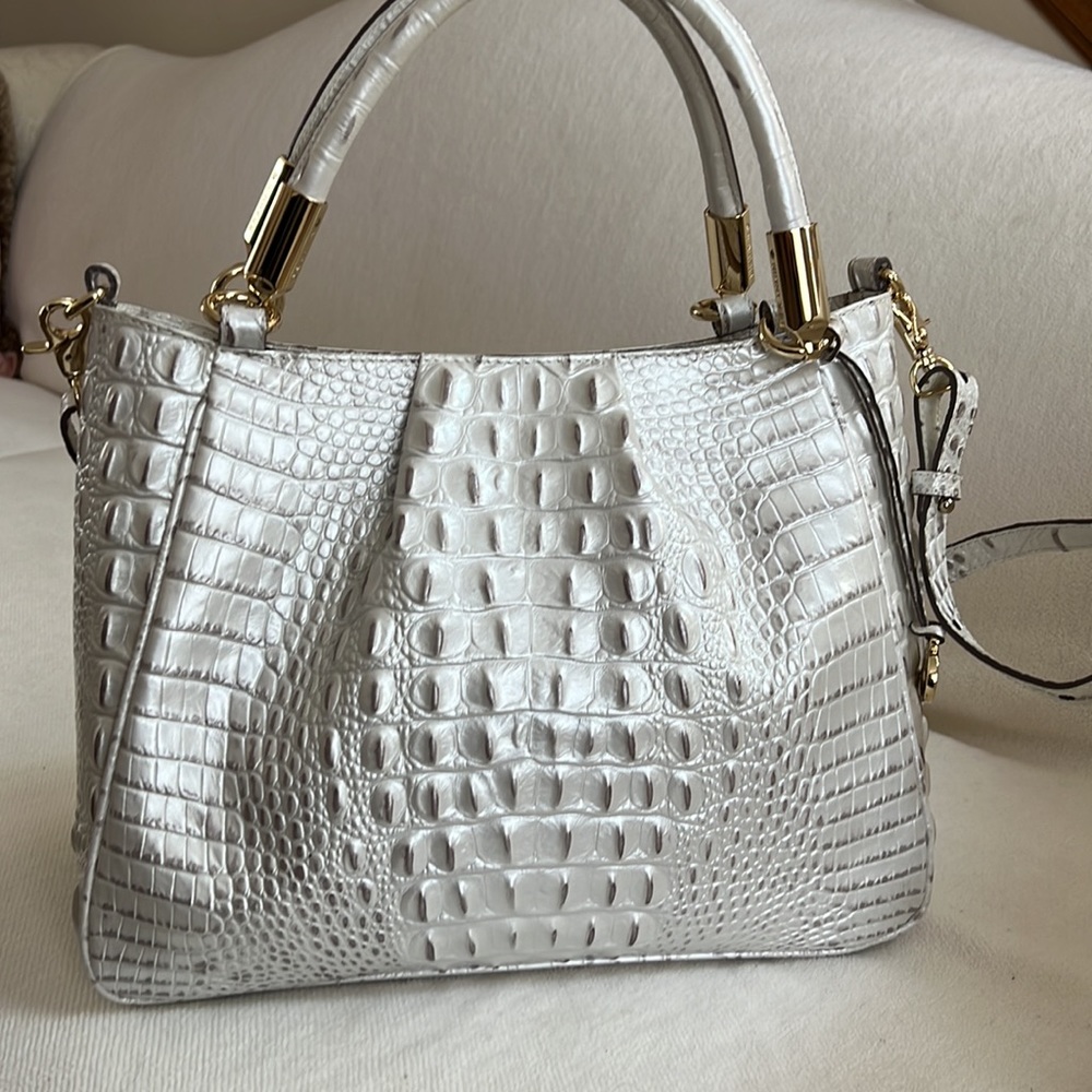 Brahmin Handbag - "Ruby" Satchel - Toasted Macaroon color (shimmery white)